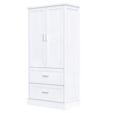 Tall Bathroom Storage Cabinet, Cabinet with Two Doors and Drawers, Adjustable Shelf, MDF Board, White - V.I.P Digital Presence