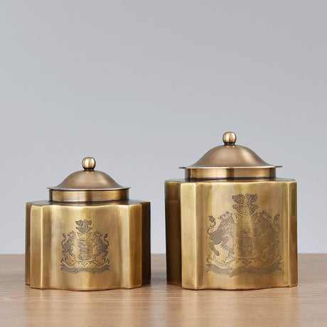 Brass vintage storage box, coffee can, chocolate candy can, tea can, decorative tabletop ornament - V.I.P Digital Presence