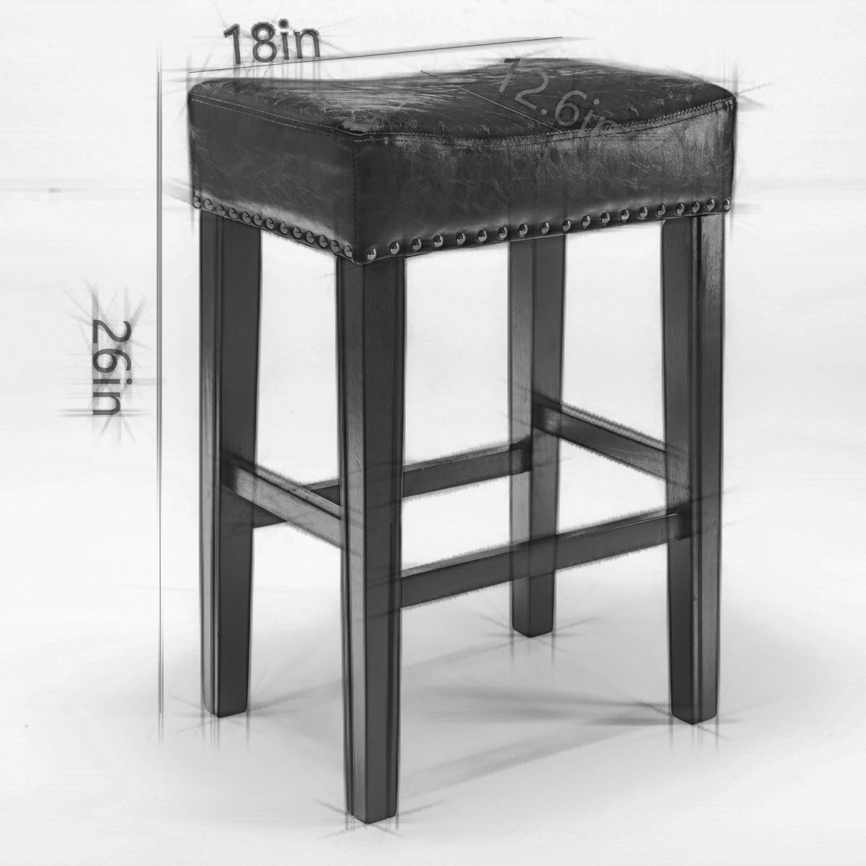 A&A Furniture Counter Height 26" Bar Stools(26 Inch Gray Set of 2)