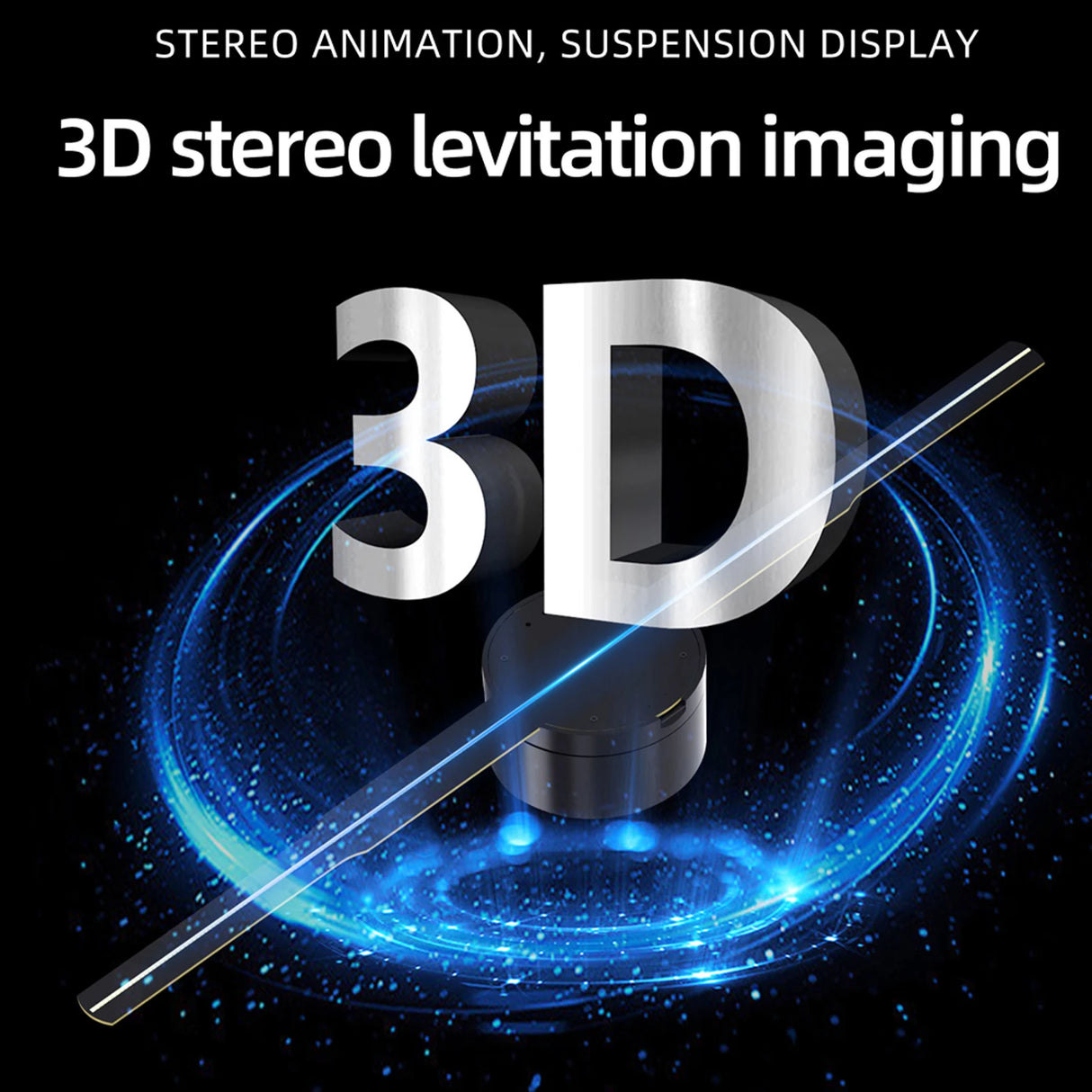 Proyector holográfico 3D con ventilador y control remoto por wifi de 42 cm para publicidad comercial, proyector holográfico que transmite imágenes y vídeos.