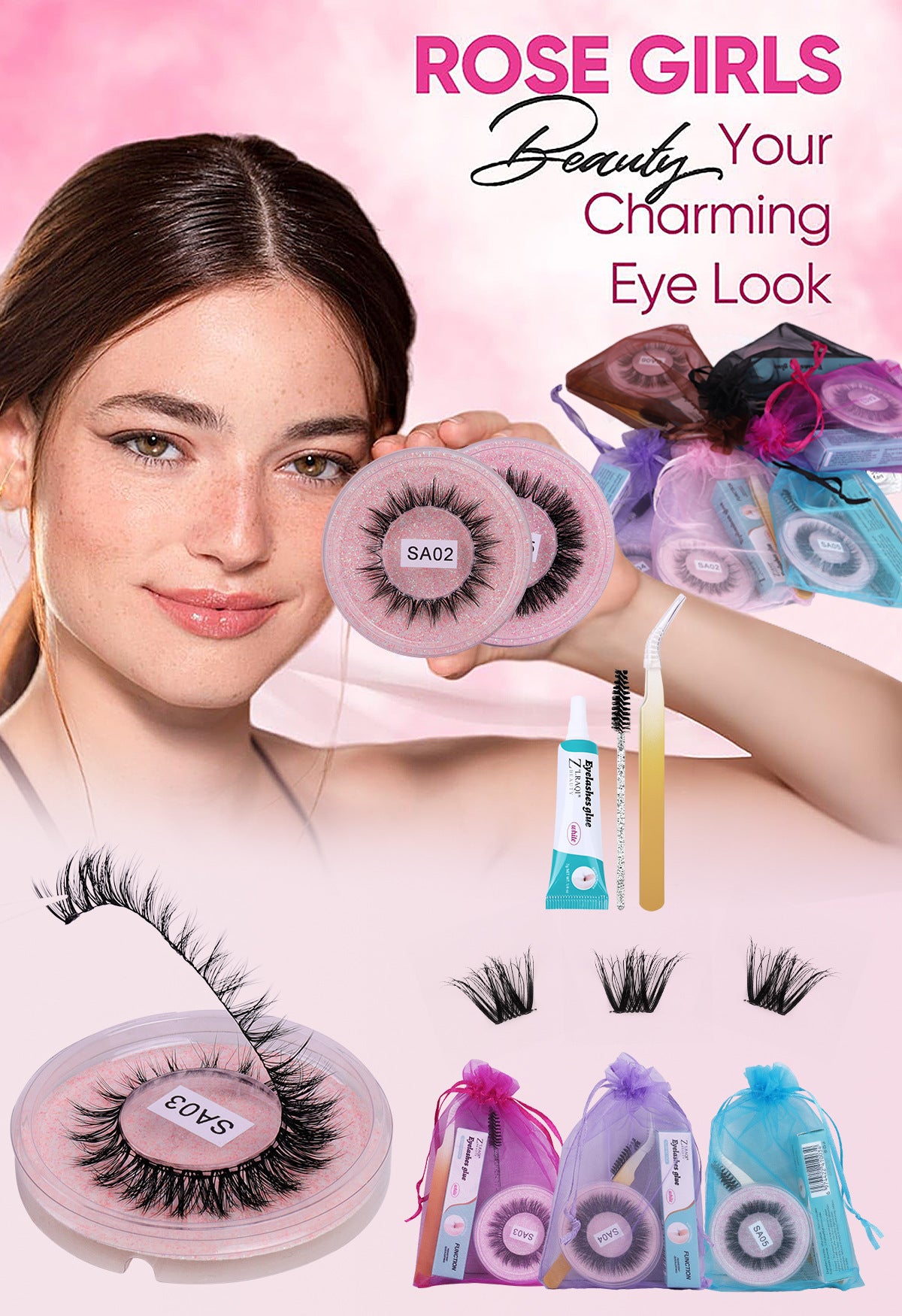 DIY false eyelashes set whole cut eyelashes European and American thick curling travel size eyelash combination - V.I.P Digital Presence