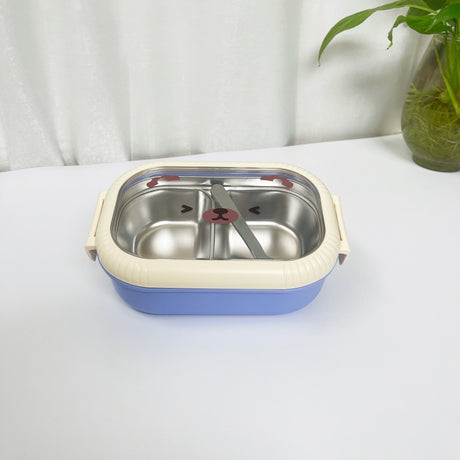 Cartoon cute bear stainless steel portable compartment lunch box with lid - V.I.P Digital Presence