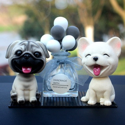 Cute doll decorations in the car, resin bobblehead dog animal bulldog, creative cute car ornaments - V.I.P Digital Presence