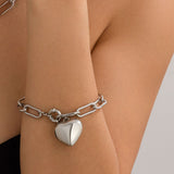 Ins Simple and Versatile Big Peach Heart Bracelet Personalized Heart shaped Iron Chain Bracelet for Women - V.I.P Digital Presence