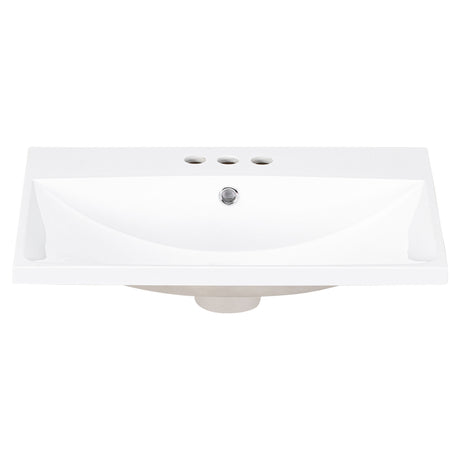 24" Bathroom Vanity Top Only White Basin 3-Faucet Holes  4" Faucet Available Ceramic - V.I.P Digital Presence