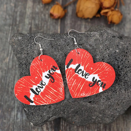 I LOVE YOU Heart Leather Earrings - V.I.P Digital Presence