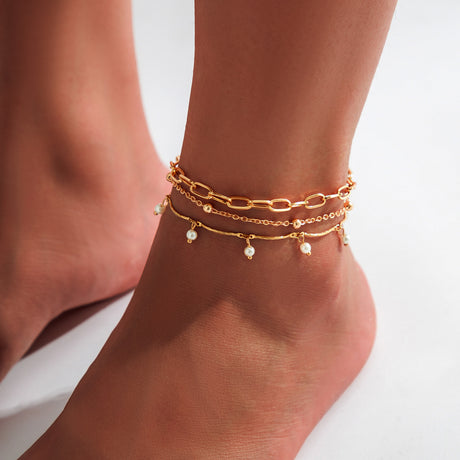Beach star shaped tassel ankle bracelet, simple foot decoration, fashionable imitation pearl, versatile ankle chain - V.I.P Digital Presence