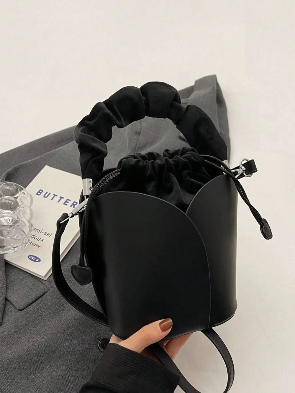 PU Leather Drawstring Bucket Bag - V.I.P Digital Presence