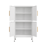 White metal kitchen storage cabinet, kitchen pantry storage cabinet with door and shelf, adjustable leveling feet - V.I.P Digital Presence
