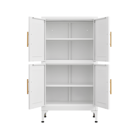 White metal kitchen storage cabinet, kitchen pantry storage cabinet with door and shelf, adjustable leveling feet - V.I.P Digital Presence