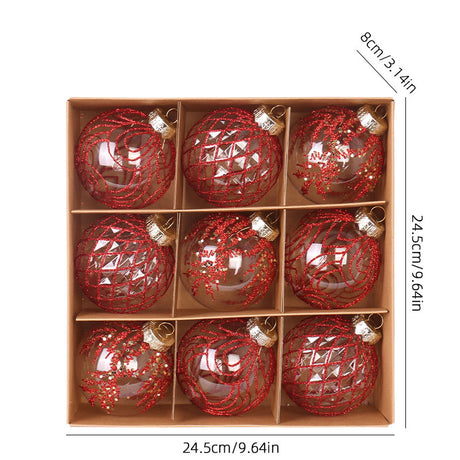 Christmas decorations 8cm/9PCS transparent PET painted Christmas ball gift box set Christmas tree pendant - V.I.P Digital Presence