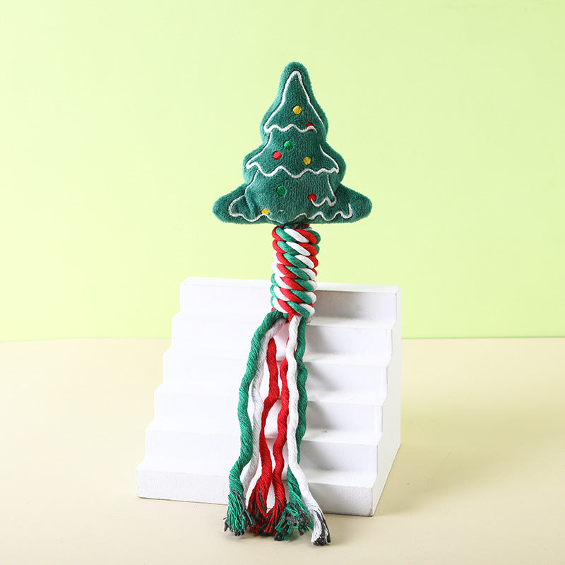 Christmas Cotton Rope Pet Plush Toy Teeth Grinding Durable Cartoon Self Hi Dog Toy Cat Supplies - V.I.P Digital Presence
