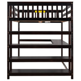 Full Size Loft Bed with Storage Shelves and Under-bed Desk  Espresso