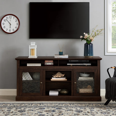 Contemporary TV Media Stand Modern Entertainment Console Brown - V.I.P Digital Presence