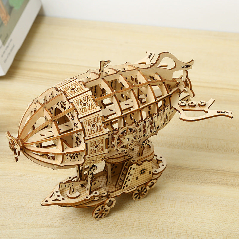 Rompecabezas tridimensional creativo 3D, manual de bricolaje, dirigible de madera, montaje de mesa, modelo de decoración, juguete pequeño para niños, regalos