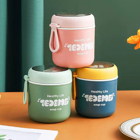 Japanese style simple sealed 304 stainless steel insulated breakfast cup with lid and spoon - V.I.P Digital Presence