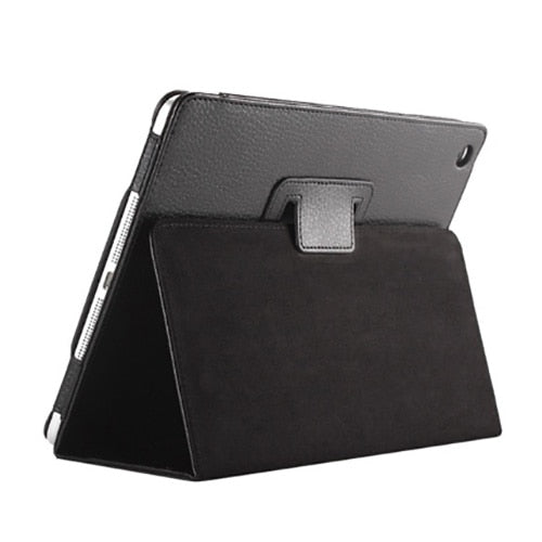 Funda con tapa automática para iPad 2, 3 y 4 de Apple, de piel sintética tipo lichi, con soporte inteligente y función atril.
