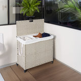 Laundry Hamper With Lid PE Rattan Powder Coating Frame Clothes Hampers with 02 Removable Bags, Wheels, 160L, Grey Color - V.I.P Digital Presence