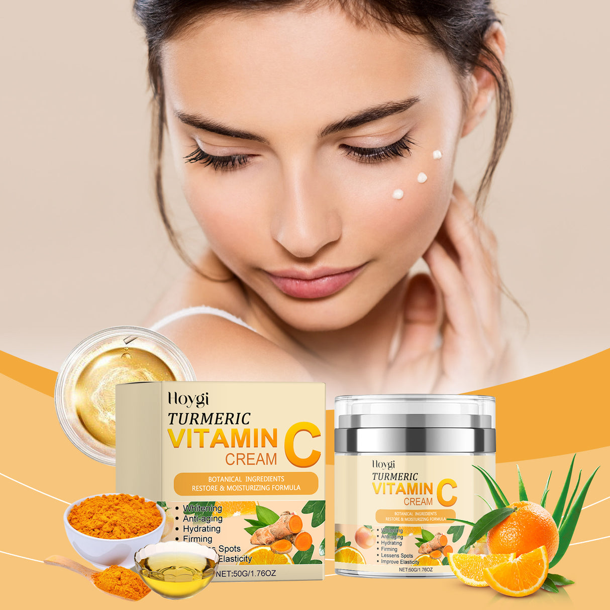 Turmeric Vitamin C Brightening Cream, Moisturizing Even Skin Tone Lighten Acne Mark Brightening Moisturizing Cream - V.I.P Digital Presence