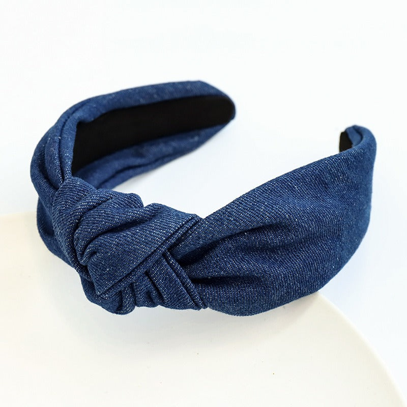 Hair hoop fashion denim fabric middle knot hair clip headband for girls going out headwear - V.I.P Digital Presence