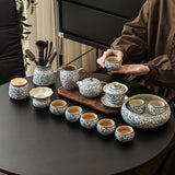Kung Fu tea set blue and white lotus tea pot fair cup tea can ceramic lid bowl - V.I.P Digital Presence