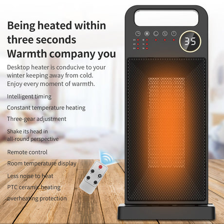 PTC Remote Control Electric Heater Touch Screen Vertical 120 Degree Shaking Head Heater - V.I.P Digital Presence