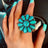 Artificial Turquoise Alloy Flower Ring - V.I.P Digital Presence