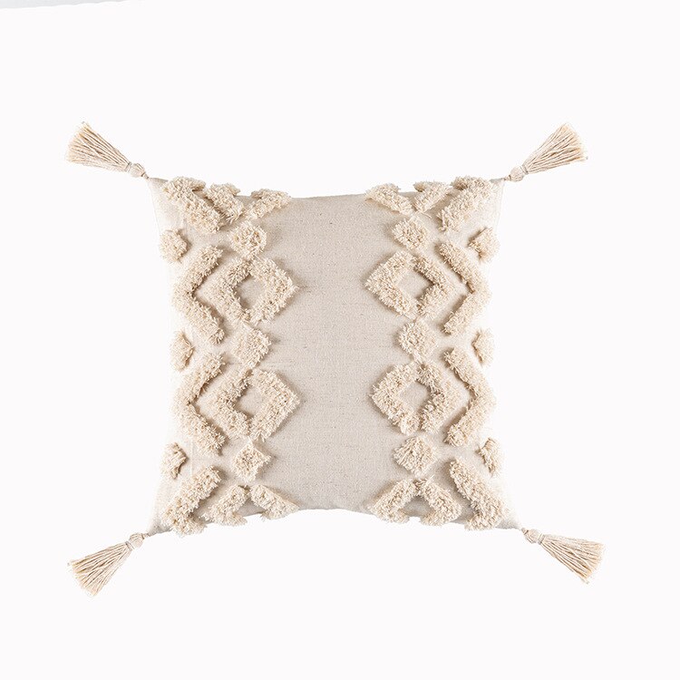 Tassels Cushion Cover 45x45cm Beige White Pillow Covers Decorative Pillow Case Square Home Boho Decor Macrame Pillowcase - V.I.P Digital Presence