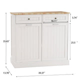 Two Drawers and Two-Compartment Tilt-Out Trash Cabinet Kitchen Trash Cabinet-White - V.I.P Digital Presence
