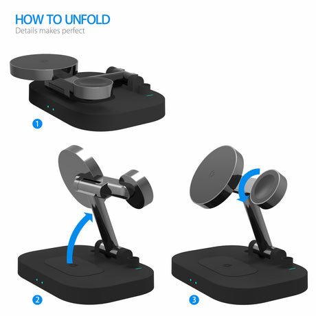 Vertical Magsafe Magnetic Folding Three-in-one Stand Mobile Phone Watch Headset 1 Generation Pen Four-in-one Wireless Charger - V.I.P Digital Presence