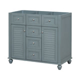36 "No sink, with 2 drawers and soft closing door, independent makeup rack, bathroom cabinet, blue (excluding sink) - V.I.P Digital Presence
