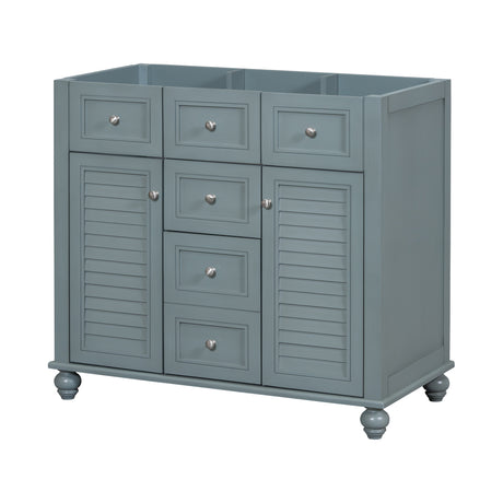 36 "No sink, with 2 drawers and soft closing door, independent makeup rack, bathroom cabinet, blue (excluding sink) - V.I.P Digital Presence