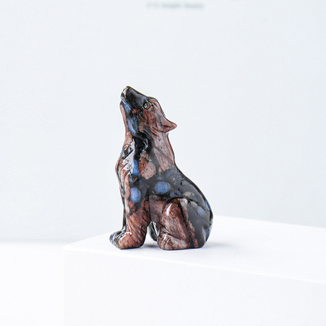 Natural crystal wolf cub carving piece, crystal animal raw stone, mineral specimen, home decoration ornament - V.I.P Digital Presence