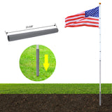 25FT segmented flagpole kit, ultra thick heavy-duty aluminum flagpole with top ball outdoor embedded flagpole - V.I.P Digital Presence