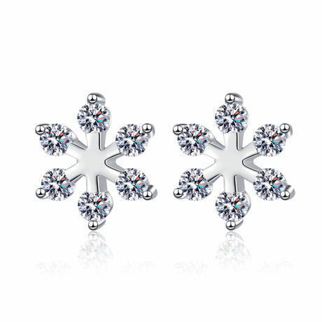 Moissanite 925 Sterling Silver Snowflake Shape Earrings - V.I.P Digital Presence