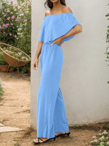 Off-Shoulder Wide Leg Jumpsuit - V.I.P Digital Presence