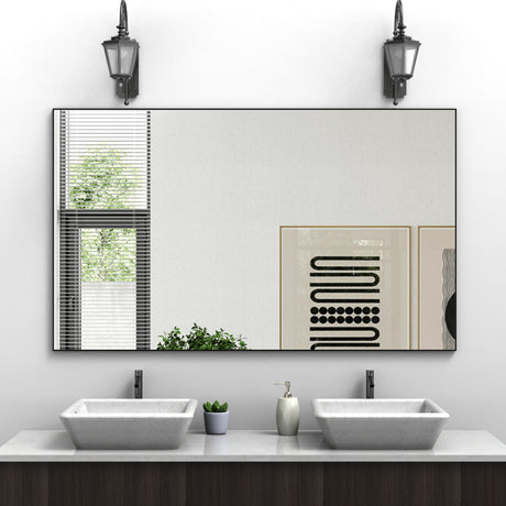60 "x36" oversized modern square bathroom mirror with Balk frame decorative large wall mirror aluminum frame vertical or horizon - V.I.P Digital Presence