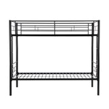 Double decker bed, size above twin bed, with 2 ladders and full-length guardrail, metal, storage space, black - V.I.P Digital Presence