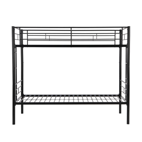 Double decker bed, size above twin bed, with 2 ladders and full-length guardrail, metal, storage space, black - V.I.P Digital Presence