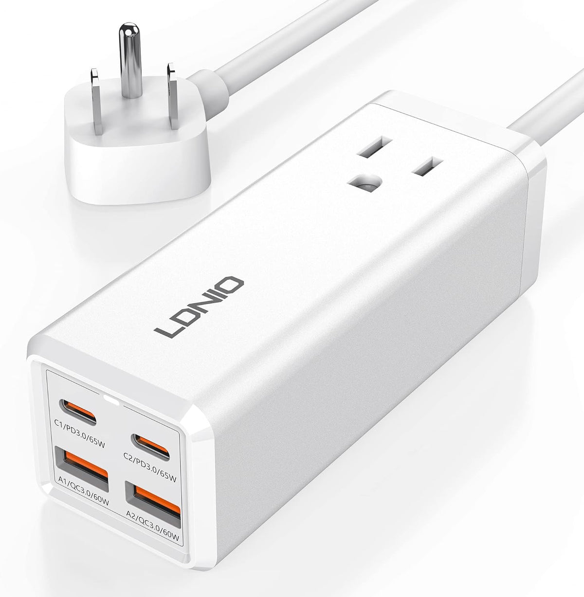 USB C Charger, MANTO 65W 5-in-1 GaN USB Charging Station, Super Fast Charger with 2 USB C Ports, 2 USB Ports and 1 Outlet - V.I.P Digital Presence