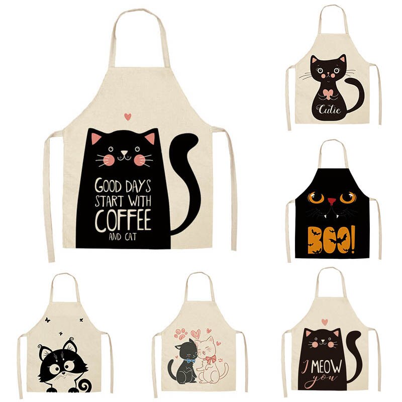 1Pcs Cotton and linen creative European and American cartoon cute cat apron - V.I.P Digital Presence