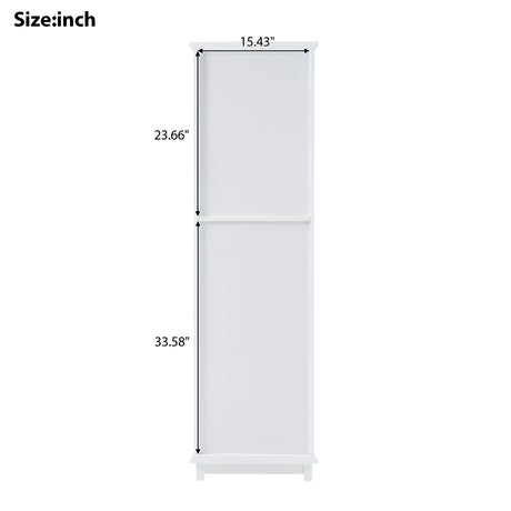 High bathroom storage cabinet with glass door, freestanding, two drawers and adjustable shelves, MDF board, painted white - V.I.P Digital Presence