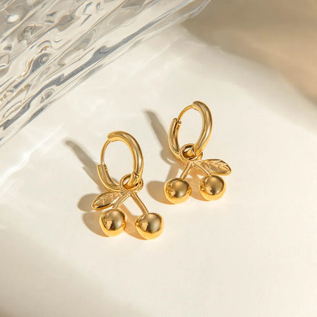 Stainless Steel Cherry Drop Earrings - V.I.P Digital Presence