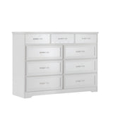 Bedroom dresser 9 drawer long dresser with antique handles wood chest of drawers for kids room 47.56''W x 15.75''D x 34.45''H