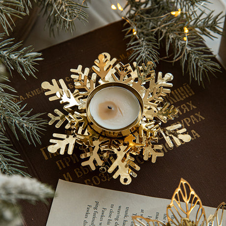 Christmas Golden Iron Candlestick Desktop Decoration Christmas Day Snowflake Decorations Table Arrangement - V.I.P Digital Presence