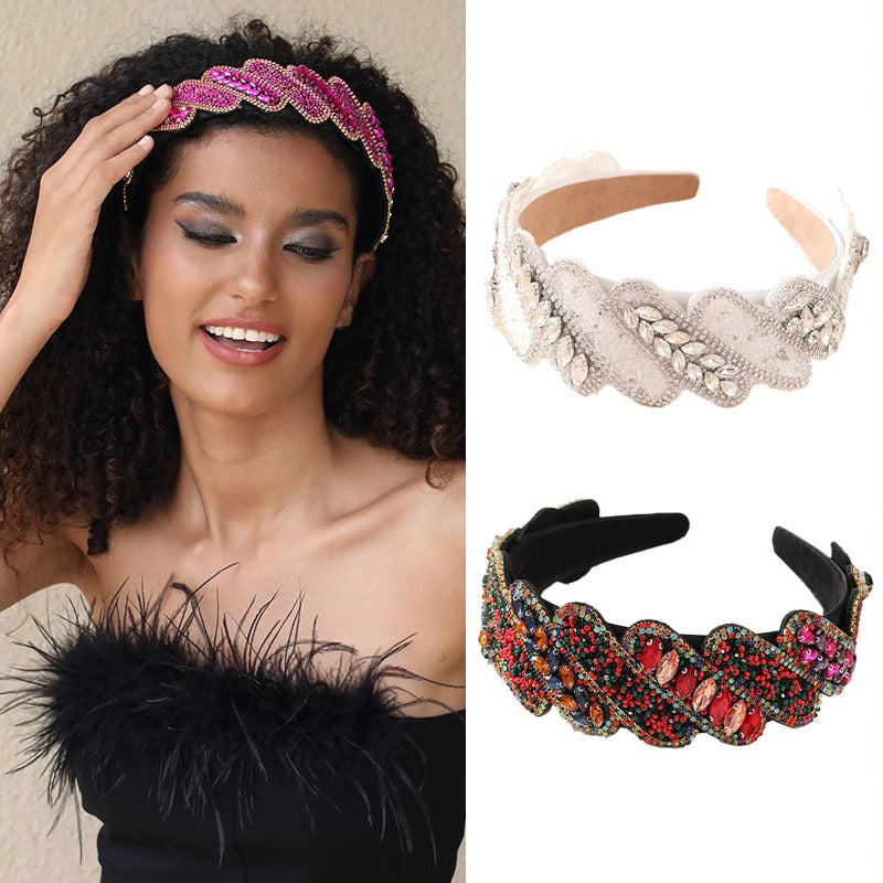 Fashionable Mizhu Water Diamond Baroque Hair Hoop - V.I.P Digital Presence