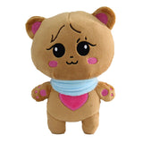Lindos muñecos de peluche de pato amarillo, oso y conejo morado