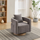 29.1"W Swivel Accent Open Back Chair Modern Comfy Sofa Chair With Weathered Base (Charcoal,Linen Blend) - V.I.P Digital Presence