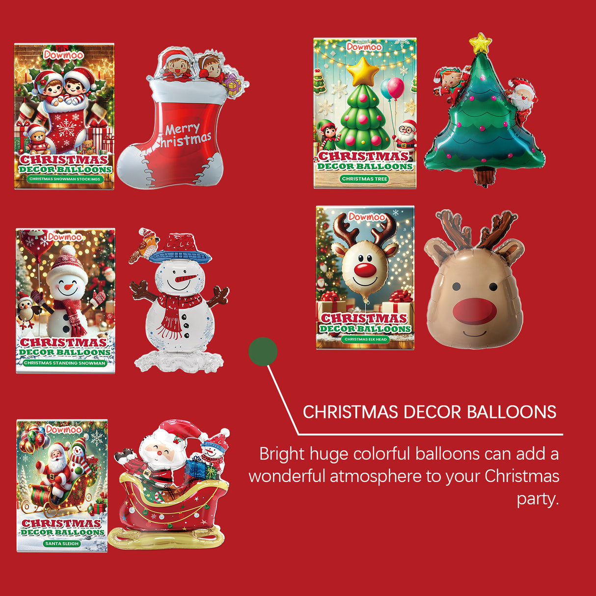 Christmas Balloons,Balloon Standing Santa Claus Reindeer Christmas Tree Event Atmosphere Arrangement - V.I.P Digital Presence