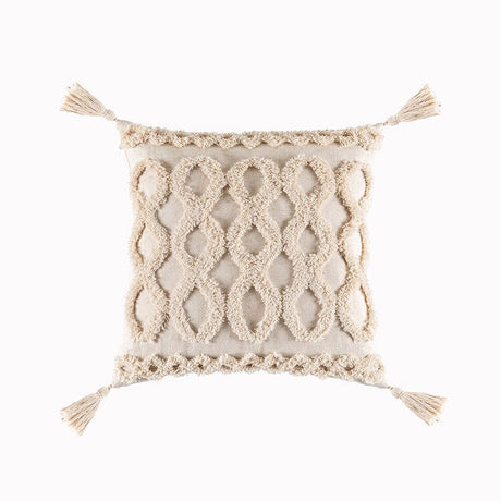 Tassels Cushion Cover 45x45cm Beige White Pillow Covers Decorative Pillow Case Square Home Boho Decor Macrame Pillowcase - V.I.P Digital Presence